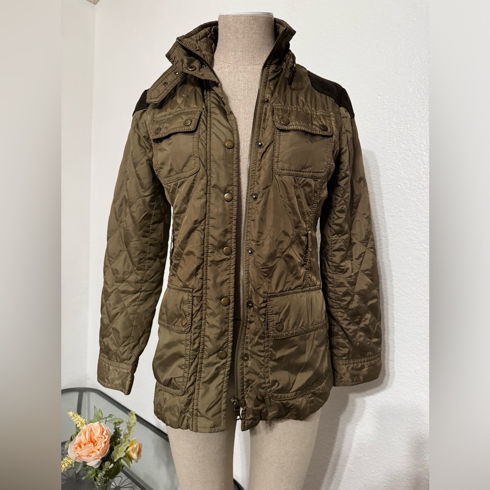 Banana Republic Women's Jacket Size XS Green Solid Quilted Polyester